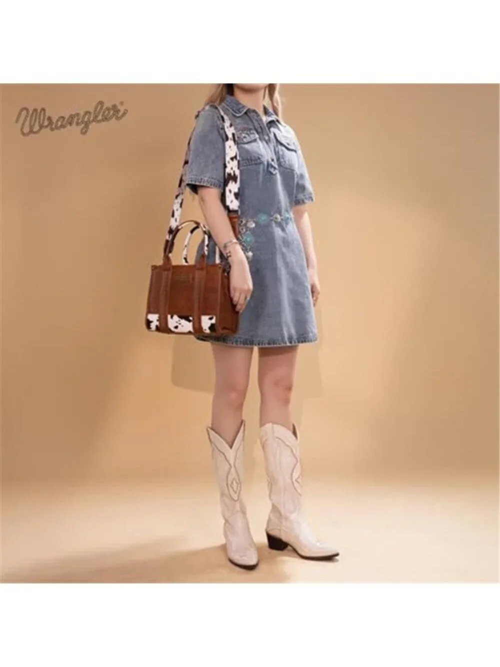 Leopard Western Tote Bag Crossbody Purse Whipstitch Shoulder Handbag Wallet Set